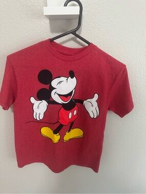 Disney Red Short Sleeve Tee with Mickey Mouse Graphic